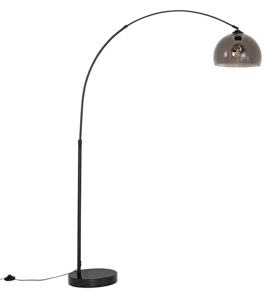 Luk Nowoczesna lampa łukowa czarna z dymionym szkłem - Arc Oswietlenie wewnetrzne