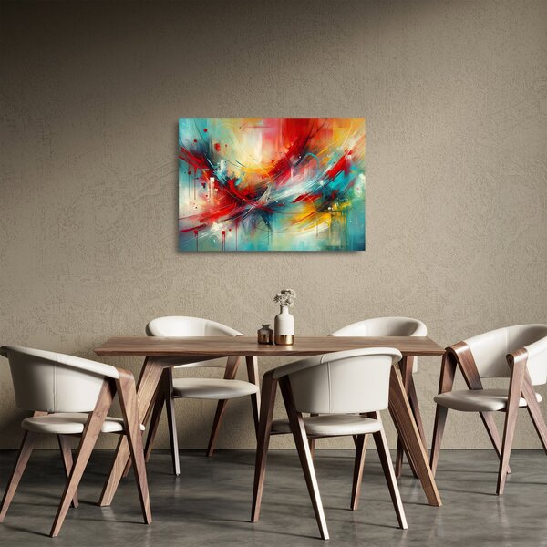 Obraz na szkle – Abstrakcja z czerwienią (70x50 cm)