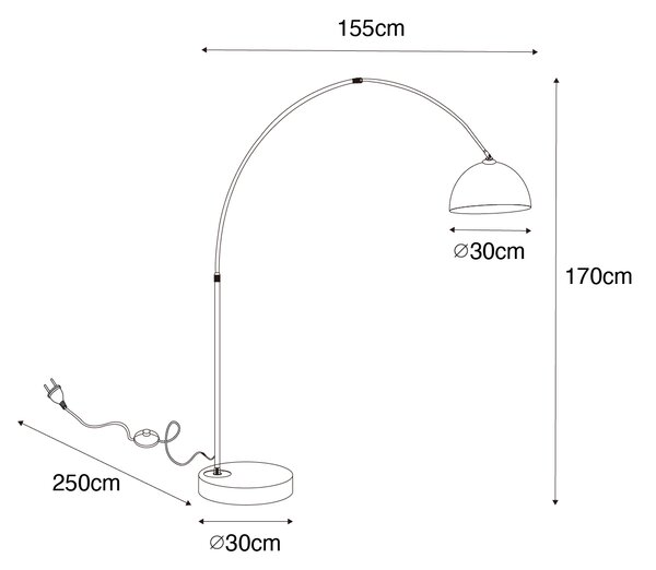 Luk Nowoczesna lampa łukowa czarna z dymionym szkłem - Arc Oswietlenie wewnetrzne