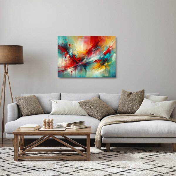 Obraz na szkle – Abstrakcja z czerwienią (70x50 cm)