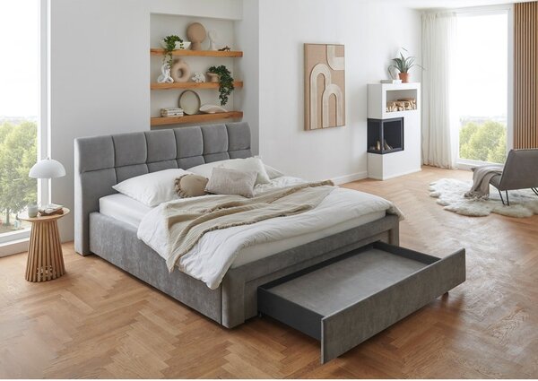 Szare tapicerowane łóżko dwuosobowe bez stelaża 180x200 cm Canyon – Meise Möbel