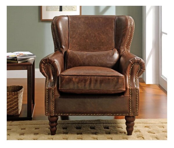 Fotel 100% skóry EDOUARD - Kolor brązowy