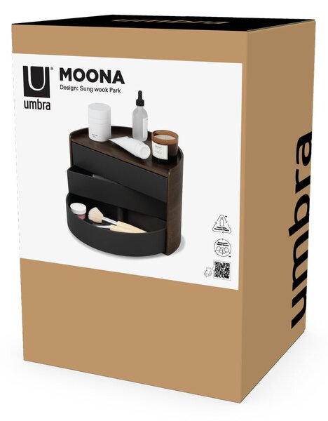 Czarny obrotowy organizer łazienkowy Moona – Umbra