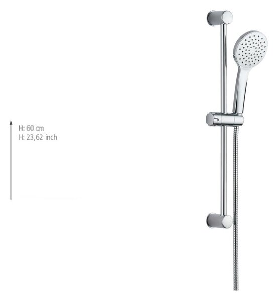 Zestaw prysznicowy ze stali nierdzewnej w kolorze srebra ze słuchawką prysznicową/z drążkiem z suwakiem 60 cm No. 2 – Allstar