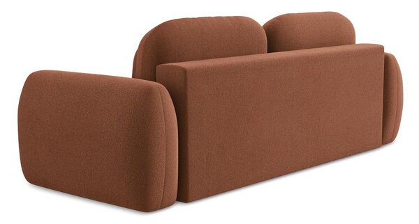 Rozkładana sofa z materiału bouclé ze schowkiem w kolorze terakoty 266 cm Pele – Makamii
