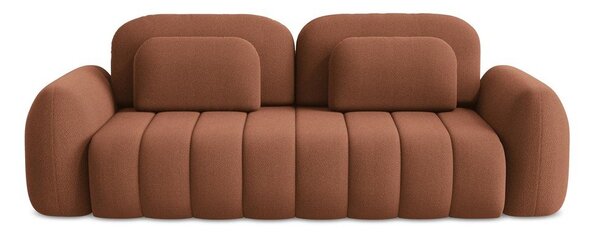 Rozkładana sofa z materiału bouclé ze schowkiem w kolorze terakoty 266 cm Pele – Makamii