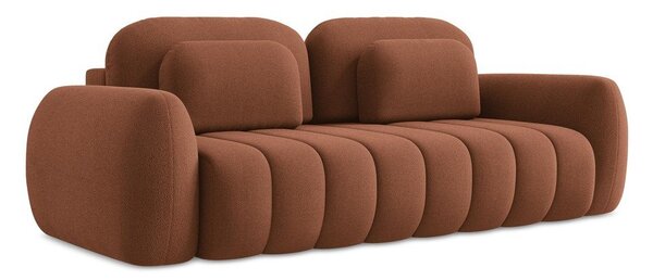 Rozkładana sofa z materiału bouclé ze schowkiem w kolorze terakoty 266 cm Pele – Makamii