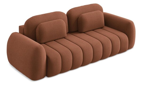 Rozkładana sofa z materiału bouclé ze schowkiem w kolorze terakoty 266 cm Pele – Makamii