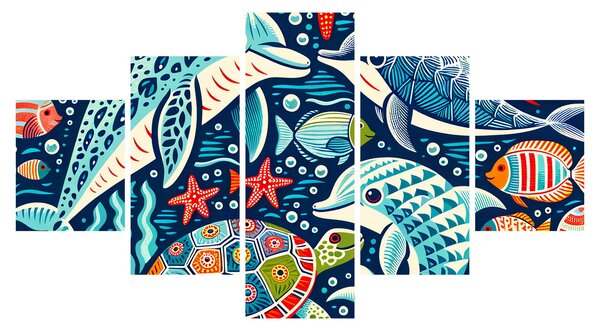 Obraz – Rysowane zwierzęta wodne (125x70 cm)