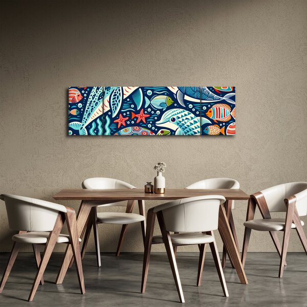 Obraz – Rysowane zwierzęta wodne (170x50 cm)