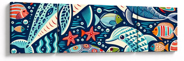 Obraz – Rysowane zwierzęta wodne (170x50 cm)