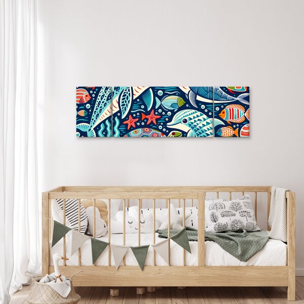 Obraz – Rysowane zwierzęta wodne (170x50 cm)