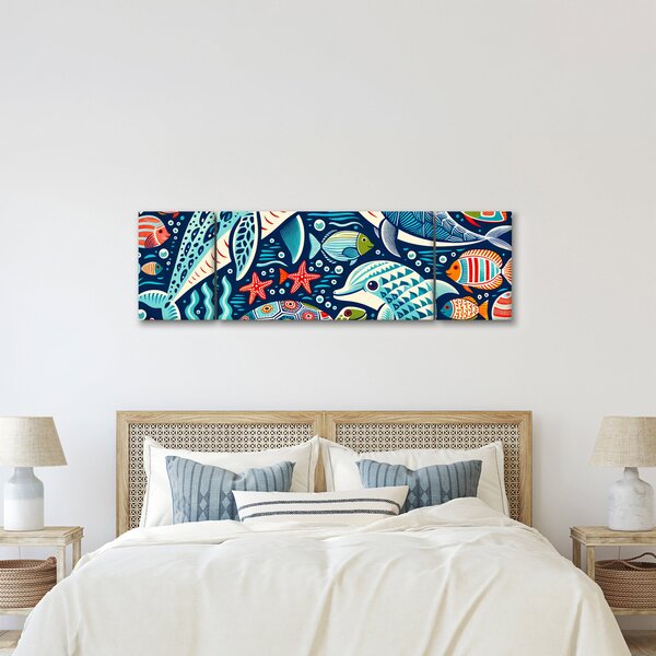 Obraz – Rysowane zwierzęta wodne (170x50 cm)
