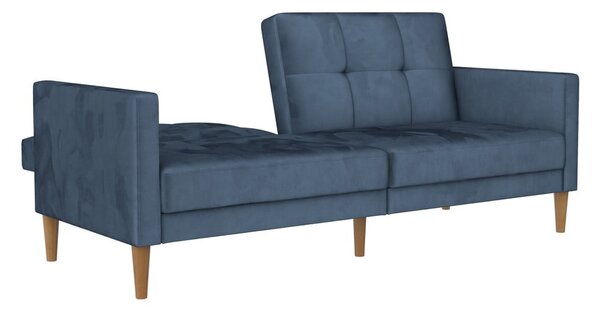 Niebieska aksamitna rozkładana sofa 207 cm Lilly – Støraa
