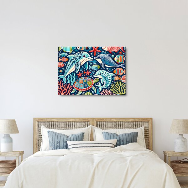 Obraz na szkle – Rysowane zwierzęta wodne (70x50 cm)
