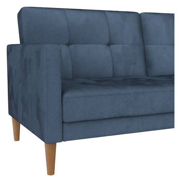 Niebieska aksamitna rozkładana sofa 207 cm Lilly – Støraa