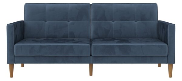 Niebieska aksamitna rozkładana sofa 207 cm Lilly – Støraa