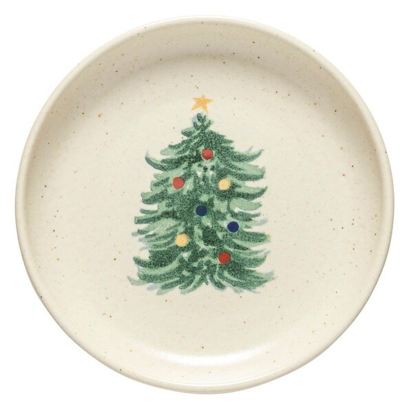 Kremowe kamionkowe talerze zestaw 4 szt. ze świątecznym motywem deserowe ø 16 cm Pacifica Christmas Tree – Casafina