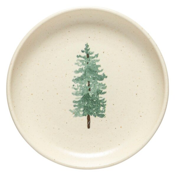 Kremowe kamionkowe talerze zestaw 4 szt. ze świątecznym motywem deserowe ø 16 cm Pacifica Christmas Tree – Casafina