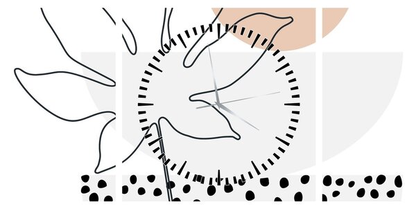 Obraz - Line art flowers N⁰3 (z zegarem) (90x30 cm)