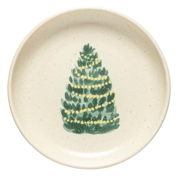 Kremowe kamionkowe talerze zestaw 4 szt. ze świątecznym motywem deserowe ø 16 cm Pacifica Christmas Tree – Casafina