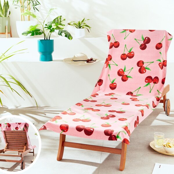 Różowy bawełniany ręcznik plażowy 78x200 cm Cherries – Catherine Lansfield