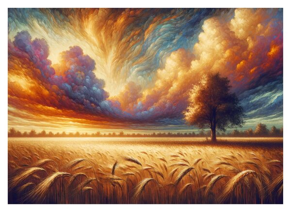 Obraz na szkle – Drzewo na polu (70x50 cm)