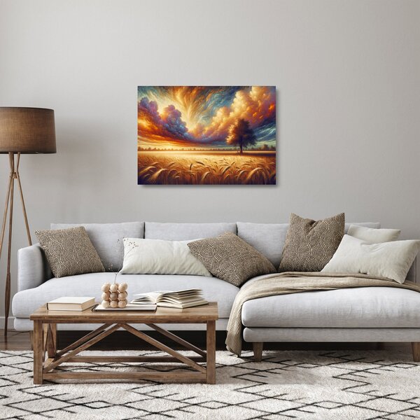 Obraz na szkle – Drzewo na polu (70x50 cm)