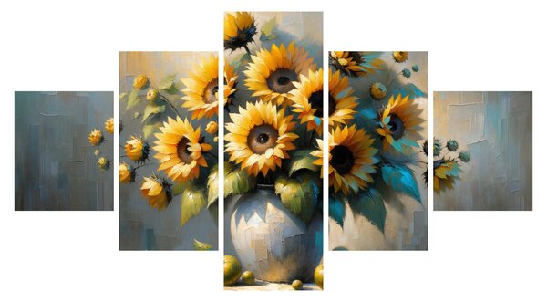 Obraz – Wazon ze słonecznikami (125x70 cm)