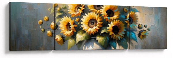 Obraz – Wazon ze słonecznikami (170x50 cm)