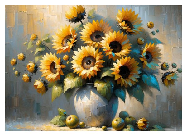 Obraz – Wazon ze słonecznikami (70x50 cm)