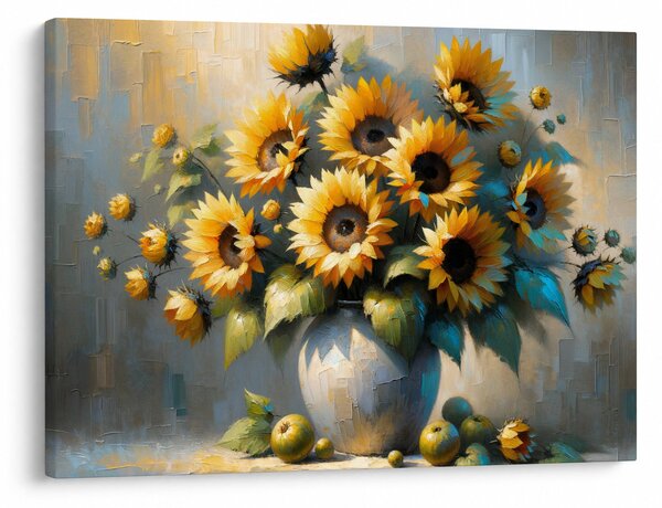 Obraz – Wazon ze słonecznikami (70x50 cm)