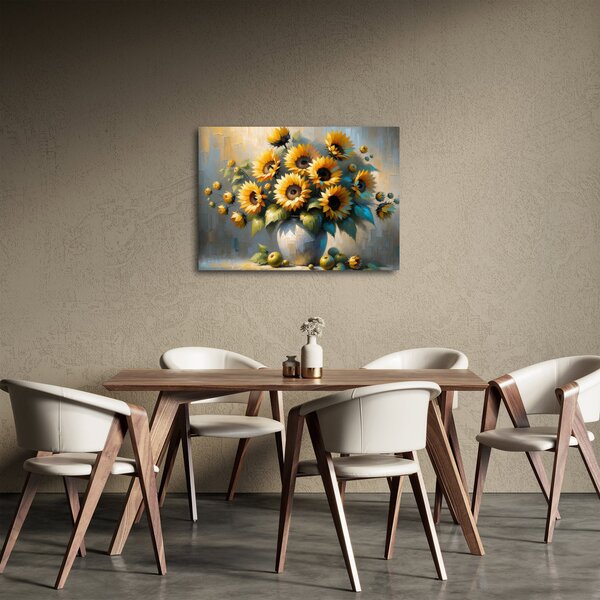 Obraz – Wazon ze słonecznikami (70x50 cm)