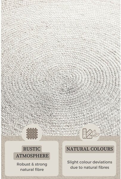Biały okrągły dywan z juty dwustronny/tkany ręcznie ø 140 cm Braided – Hanse Home