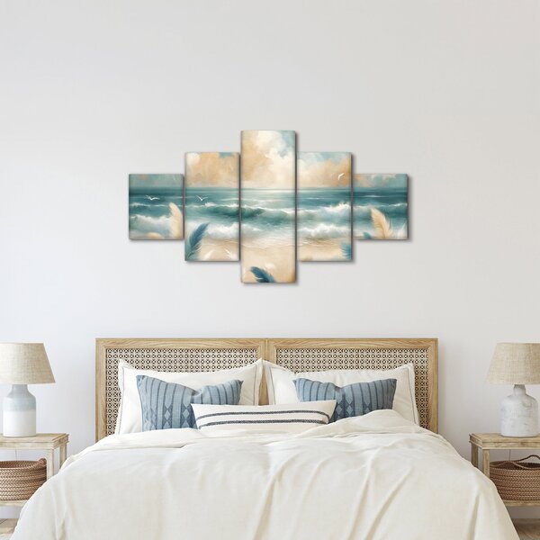 Obraz – Malowana plaża w delikatnych kolorach (125x70 cm)