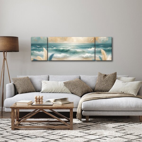 Obraz – Malowana plaża w delikatnych kolorach (170x50 cm)
