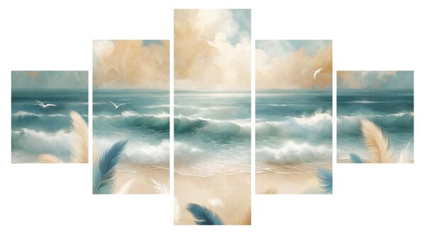 Obraz – Malowana plaża w delikatnych kolorach (125x70 cm)