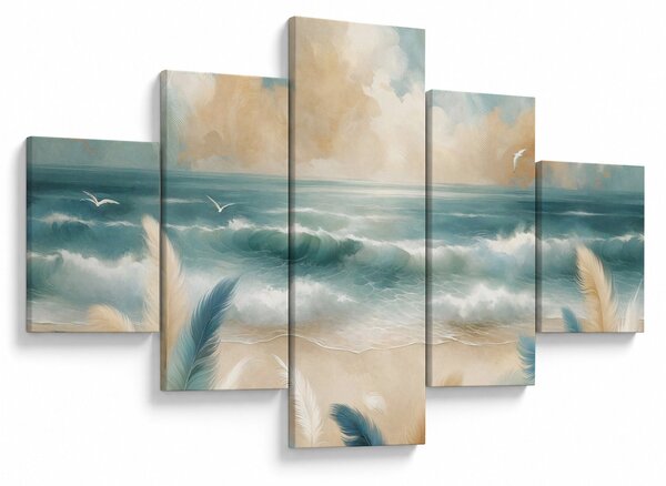 Obraz – Malowana plaża w delikatnych kolorach (125x70 cm)