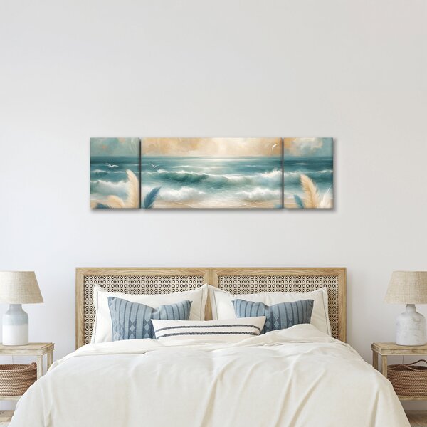 Obraz – Malowana plaża w delikatnych kolorach (170x50 cm)