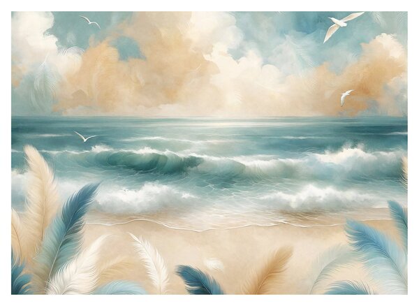 Obraz – Malowana plaża w delikatnych kolorach (70x50 cm)