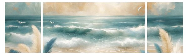 Obraz – Malowana plaża w delikatnych kolorach (170x50 cm)