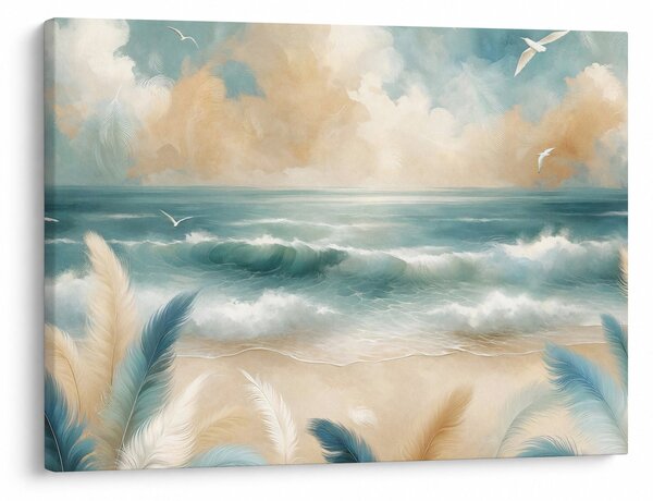 Obraz – Malowana plaża w delikatnych kolorach (70x50 cm)
