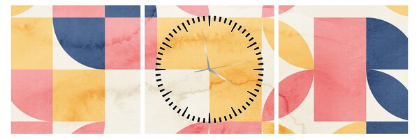 Obraz - Abstrakcja z wzorami retro (z zegarem) (90x30 cm)