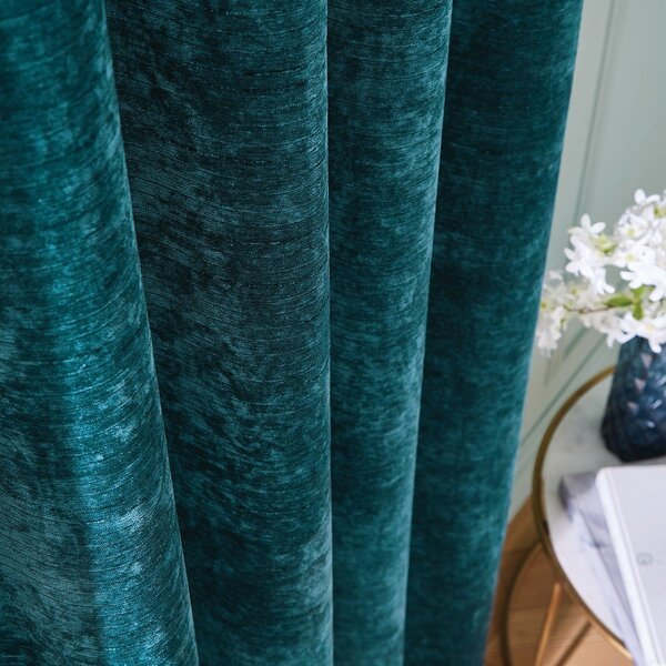 Zielononiebieskie zasłony termiczne z szenilu zestaw 2 szt. 168x229 cm Selene Luxury Chenille – Hyperion