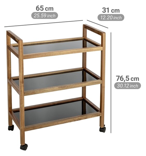 Czarno-naturalny regał łazienkowy z litego drewna akacjowego 65x76,5 cm Fondi – Wenko
