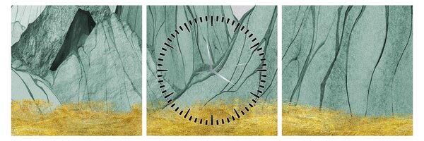 Obraz - Emerald Mountains N⁰1 (z zegarem) (90x30 cm)
