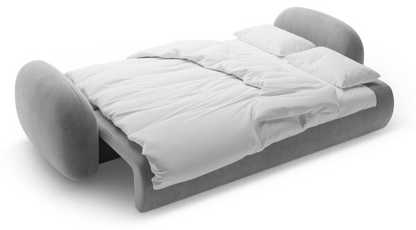 Ciemnoszara aksamitna rozkładana/ze schowkiem sofa 262 cm Tonale – Cosmopolitan Design