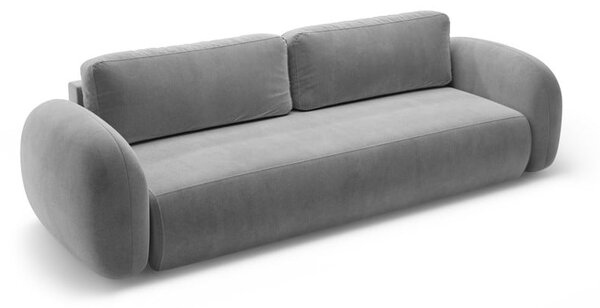 Ciemnoszara aksamitna rozkładana/ze schowkiem sofa 262 cm Tonale – Cosmopolitan Design