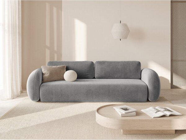 Ciemnoszara aksamitna rozkładana/ze schowkiem sofa 262 cm Tonale – Cosmopolitan Design