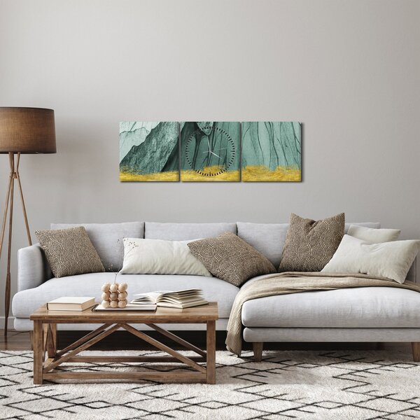 Obraz - Emerald Mountains N⁰3 (z zegarem) (90x30 cm)